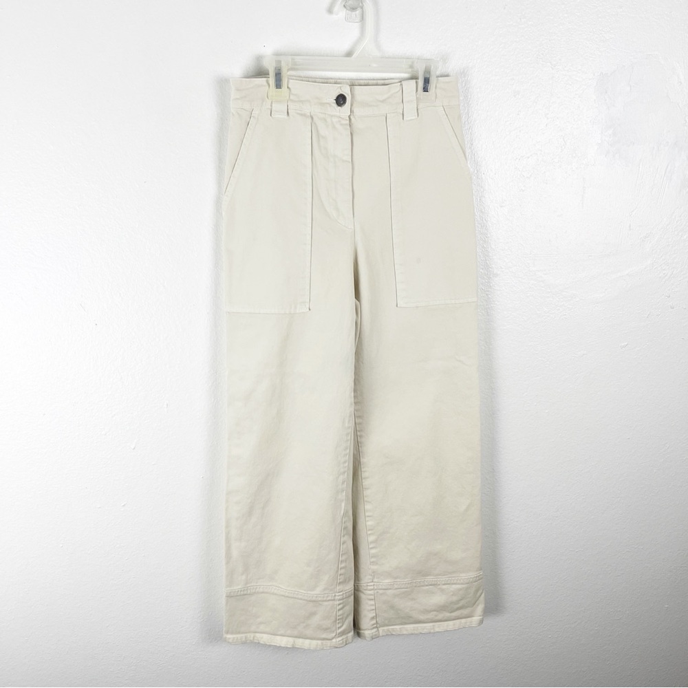 A.L.C. Ivory High Rise Flat Front Pockets Wide Leg Jeans Size 0 Casual Preppy